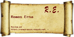 Remes Erna névjegykártya